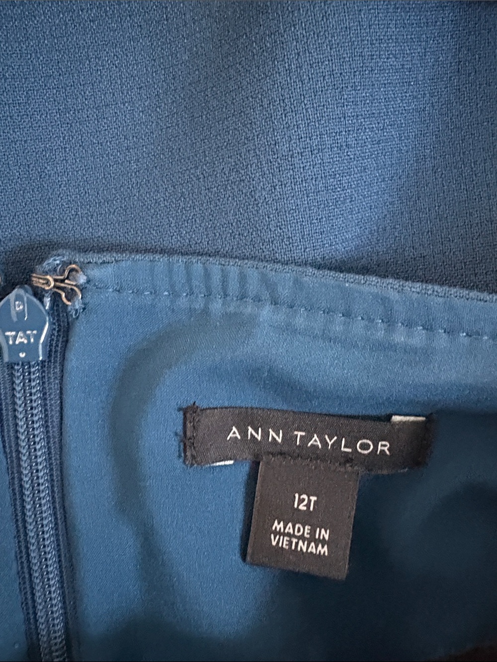Ann Taylor Teal Blue Sleeveless Classic Square Sheath Dress Size 12T Tall Long - Picture 4 of 7